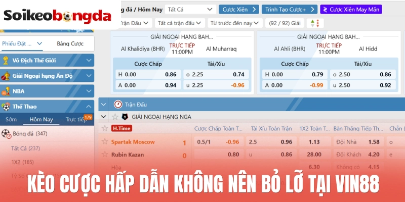 Vin88 - Nhà Cái Uy Tín, Cập Nhật Kèo Thơm Tất Cả Các Trận 3 Kèo cược hấp dẫn không nên bỏ lỡ tại Vin88