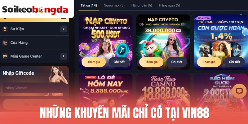 Vin88 - Nhà Cái Uy Tín, Cập Nhật Kèo Thơm Tất Cả Các Trận 2 Những khuyến mãi chỉ có tại Vin88