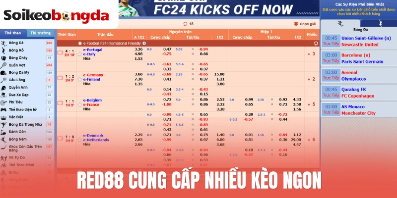 Red88 - Thương Hiệu Bóng Đá Uy Tín, Kèo Ngon Mỗi Ngày 3 Red88 cho triển khai nhiều tỷ lệ kèo
