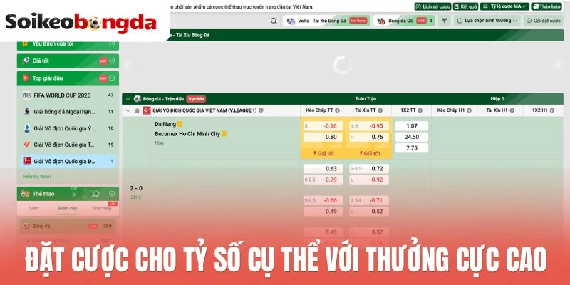 Zbet - Đỉnh Cao Cá Cược Bóng Đá Với Tỷ Lệ Siêu Khủng 3 Đặt cược cho tỷ số cụ thể với thưởng cực cao
