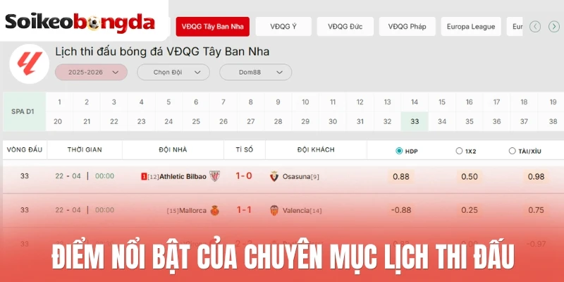 Lịch thi đấu bóng đá hôm nay 25 Điểm nổi bật của chuyên mục lịch thi đấu