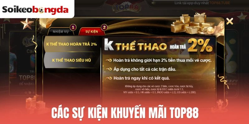 Top88 - Đẳng Cấp Nhà Cái Thể Thao Với Kèo Cược Đa Dạng 2 Các sự kiện khuyến mãi Top88