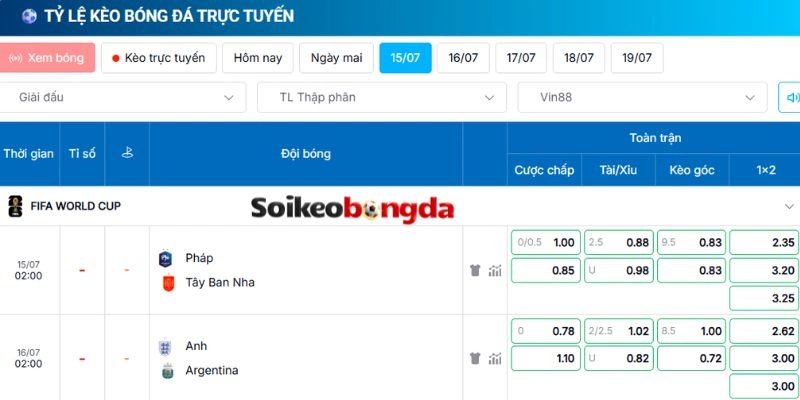 Soi Kèo Bóng Đá Anh Vs Argentina - Vòng Bán Kết World Cup 02h00 16/07/2026 5 Cập nhật bảng kèo chuẩn xác cho trận Anh vs Argentina