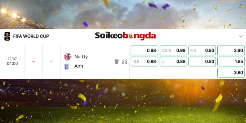 Soi Kèo Bóng Đá Na Uy Vs Anh - Vòng Tứ Kết World Cup 04h00 12/07/2026 5 Odds của trận đấu được cập nhật chi tiết